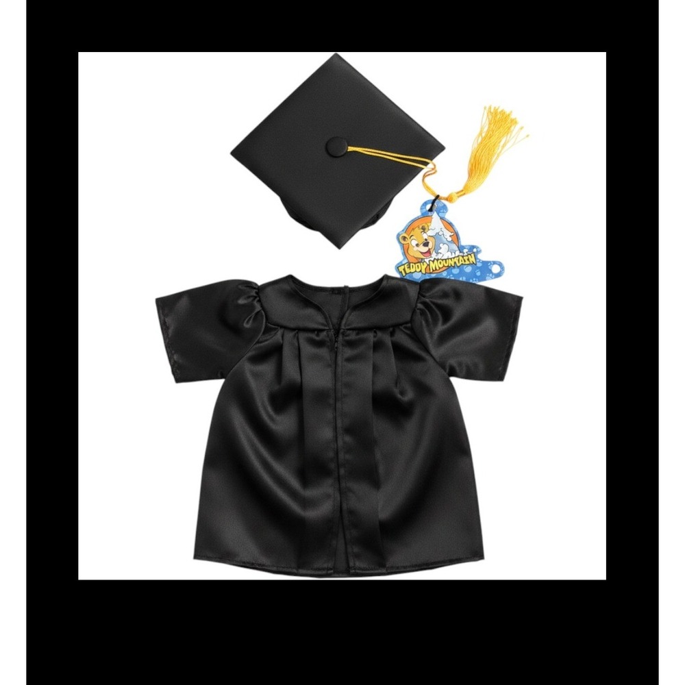Teddy Mountain Graduation Gown Cap and Diploma Set for 8 inch Plush Black 2656